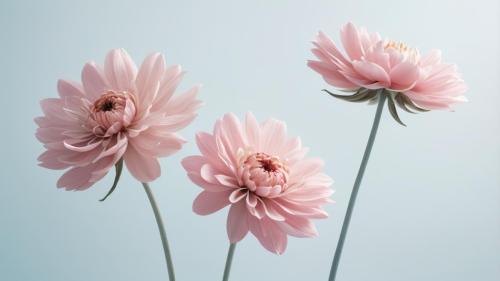 Three pink flowers.