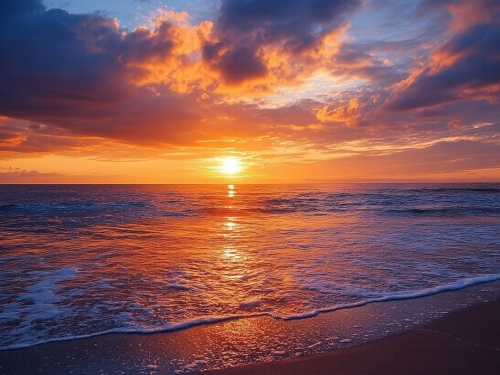 Amazing sunset on the beach.