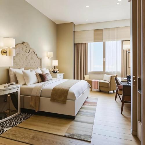 Bedroom with a sofa.