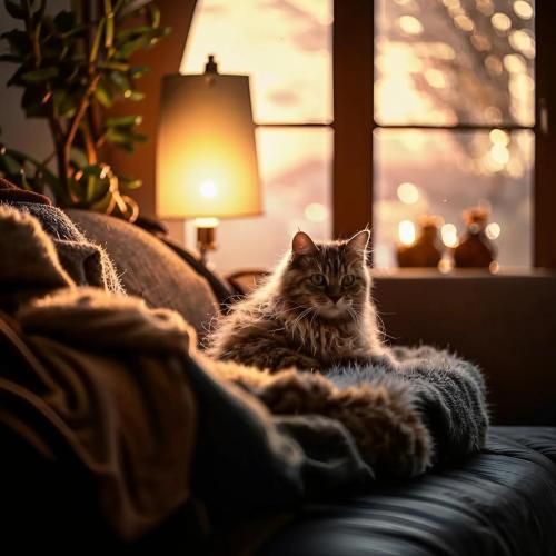 Cat on a sofa.