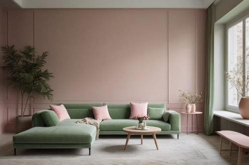Pink green interior.