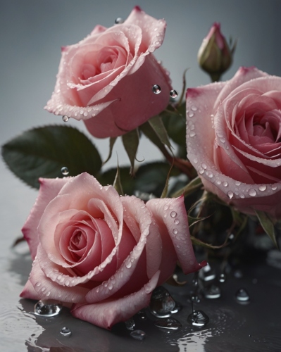 Pink roses and water.