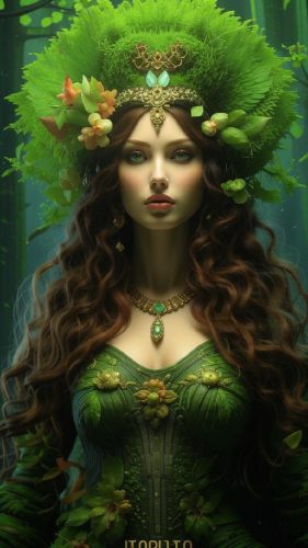 Woman in green.