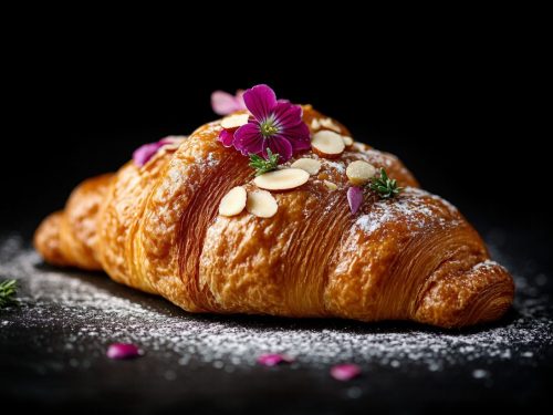 Decorated almond croissant.