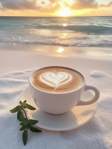 Cappuccino on the beach.