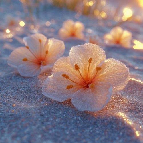 Flowers in sand.