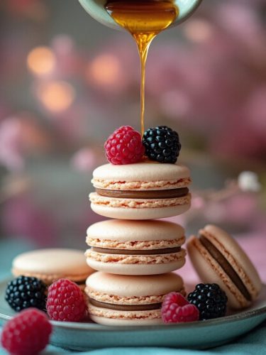 Macaroons with berries.