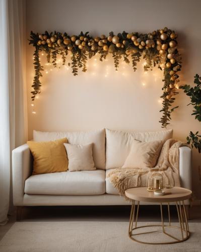 White sofa, coffe table.
